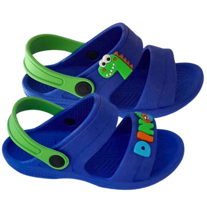 Kit 2 Pares Papete Infantil Sandália Masculina Papete Chinelo Dinossauro Babuche Verão Menino Estiloso Dino Escolar