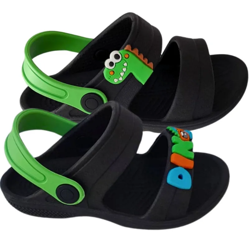 Kit 2 Pares Papete Infantil Sandália Masculina Papete Chinelo Dinossauro Babuche Verão Menino Estiloso Dino Escolar