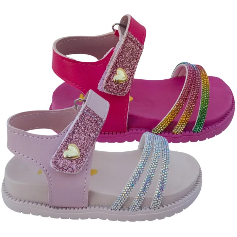 Kit 2 Pares Sandália Papete Feminina Infantil Birken Menina Strass Estilosa Bloguierinha Lançamento