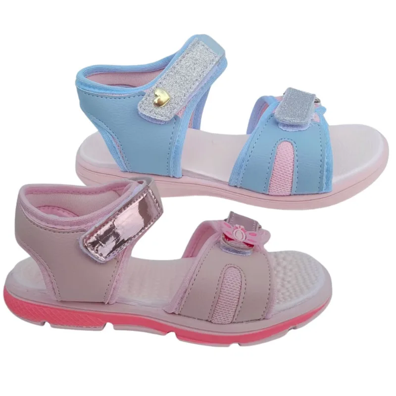 Kit 2 Pares Sandália Feminina Infantil Papete Menina Estilosa Lançamento Presente Escolar Verão Coração Borboleta Oferta