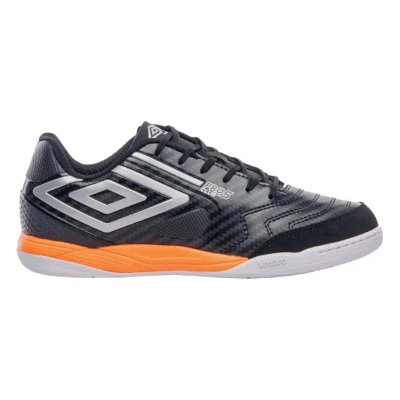 Chuteira Futsal N° 41 Umbro Pro 5 Bump Club Preto Prata (MP)