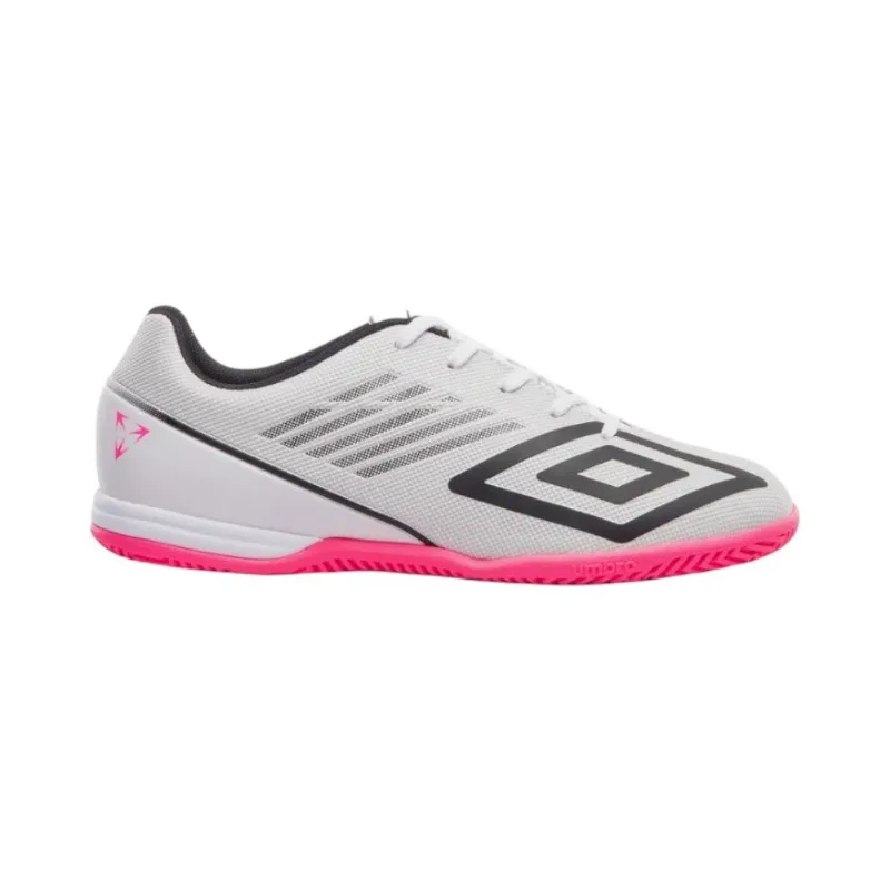 Chuteira Futsal N°41 Umbro Velocita Decimo Club Branco Preto Rosa (MP)