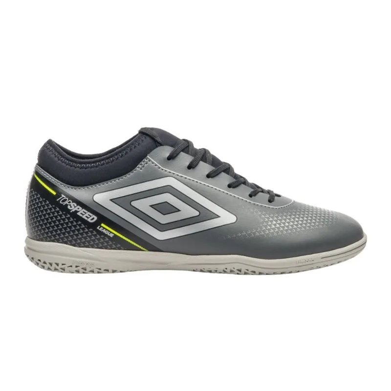 Chuteira Futsal N°42 Umbro Top Speed League Cinza E Branco (MP)