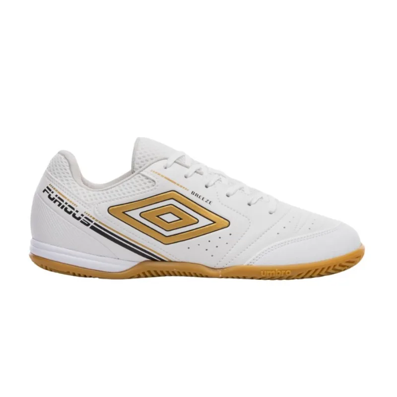 Chuteira Futsal N°42 Umbro Furious Branco E Dourado (MP)