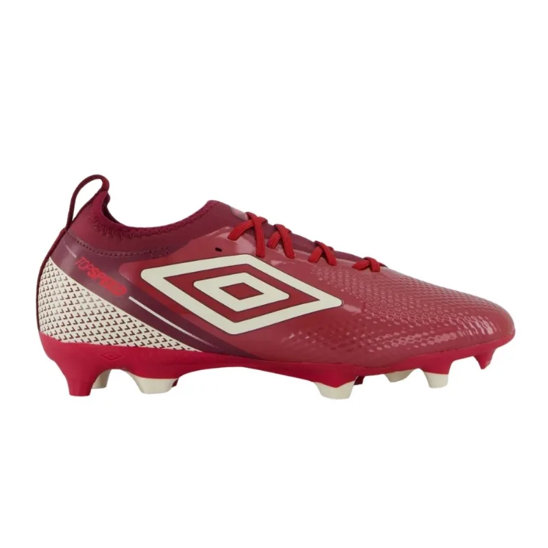 Chuteira Campo N°38 Umbro Top Speed Club Vermelho E Branco (MP)