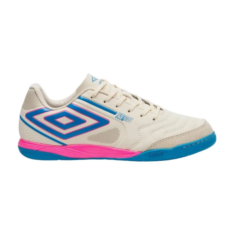 Chuteira Futsal N°44 Umbro Pro 5 Bump Club Branco E Azul (MP)