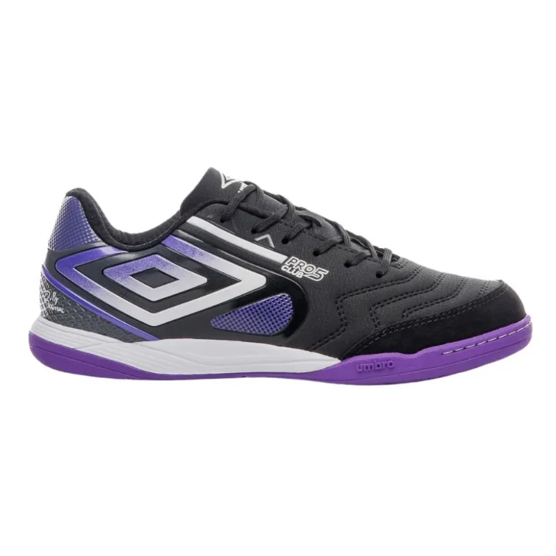 Chuteira Futsal N°44 Umbro Pro 5 Bump Club Preto E Roxo (MP)
