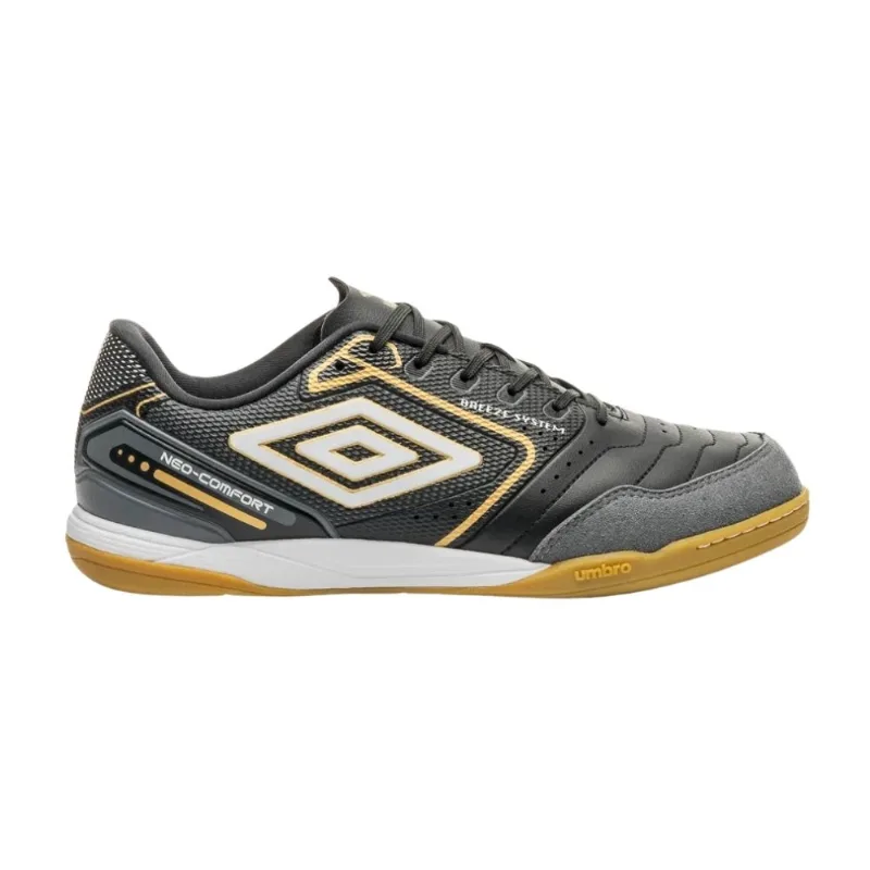 Chuteira Futsal N°42 Umbro Neo-Comfort II Preto E Dourado (MP)