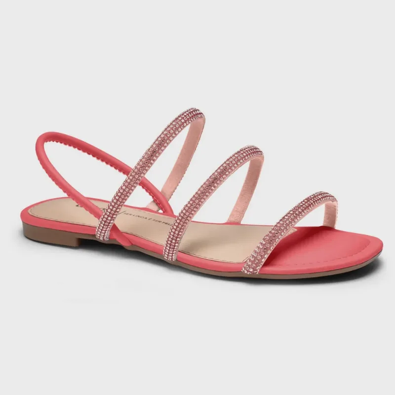 Sandalia Rasteira Feminina Tiras Stras Elastico Dakota Z9691