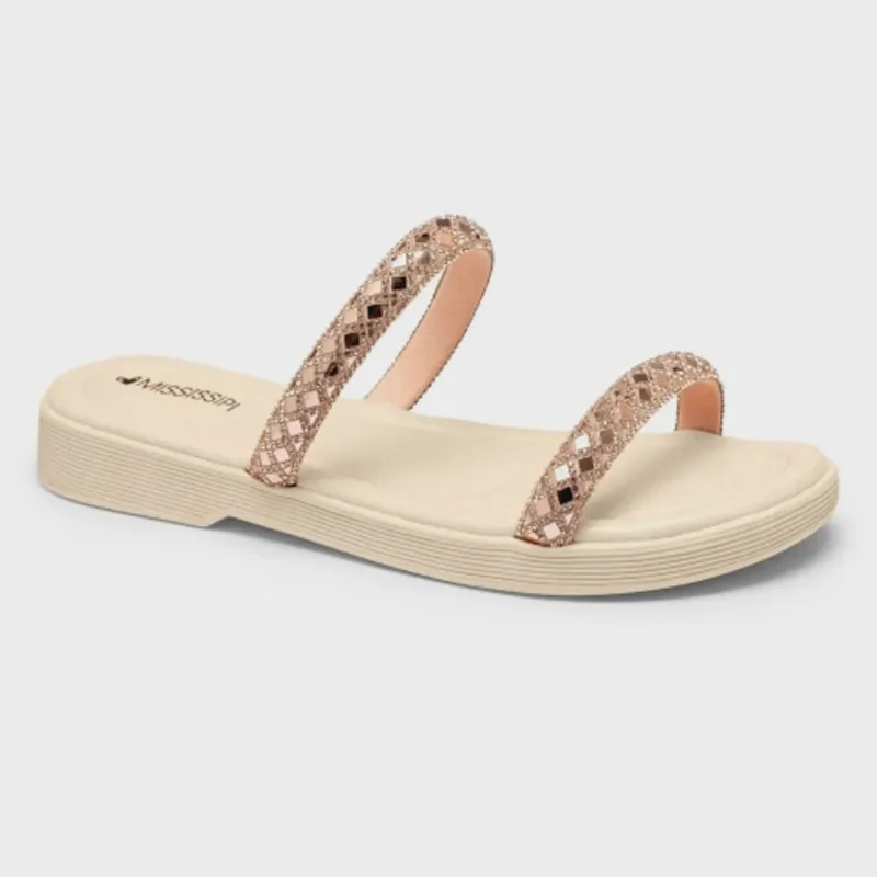 Chinelo Slide Enfeite Baunilha Rose Mississipi MI371-0005