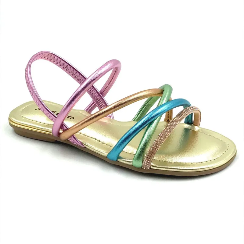 Sandália Pink Cats Multi Color com Strass 3714