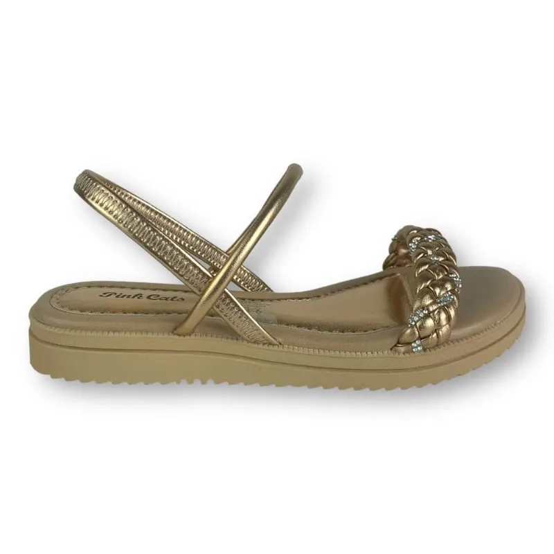 Sandalia Juvenil Feminina Pink Cats Flatform Tendencia