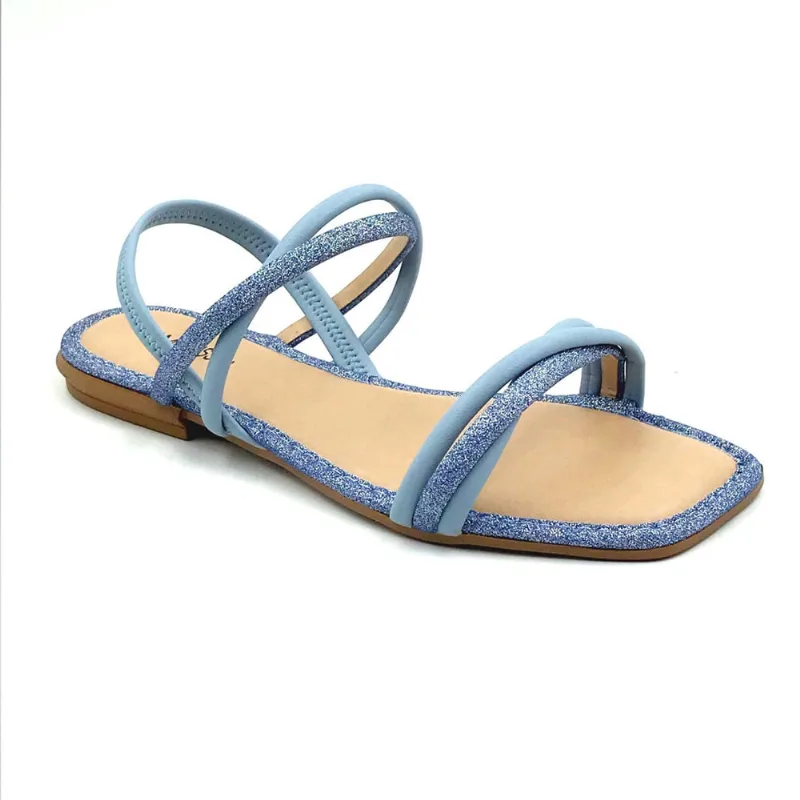 Sandália Mississipi Rasteira Azul com Brilho 9662