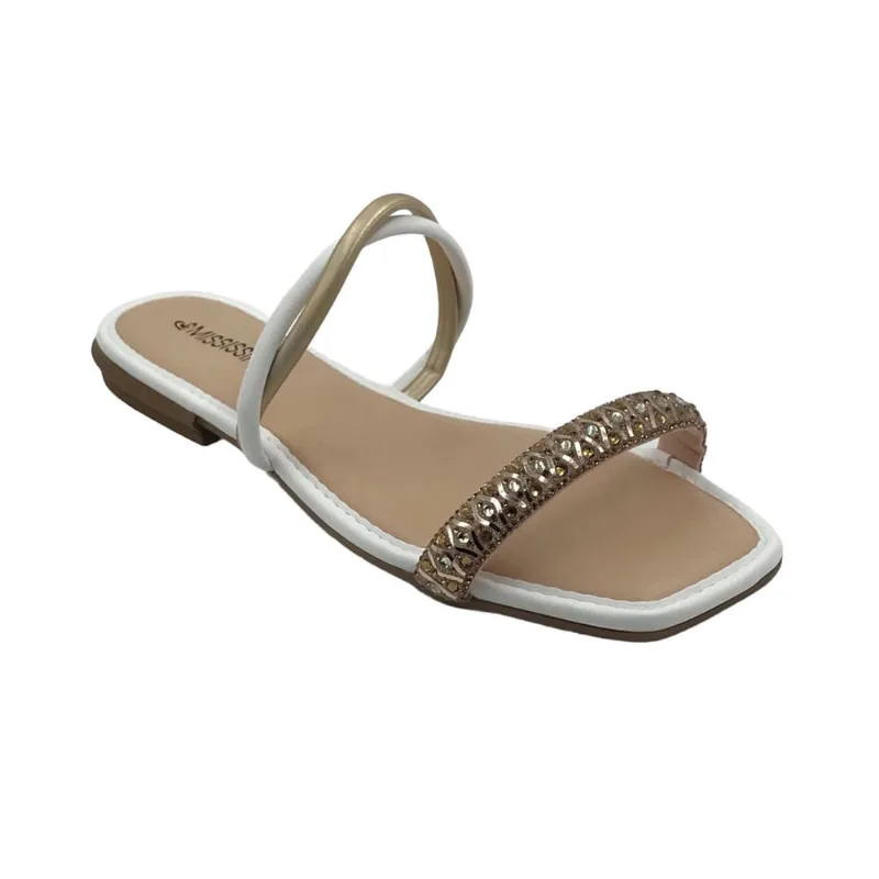 Tamanco Mississipi Rasteira Branca com Strass 251