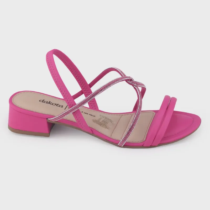 Sandália fem Dakota Y7123 baixa 2,5cm strass brilho elástico