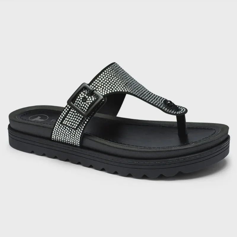Chinelo Feminino Flatform Preto Brilhos Tanara T8134-0001