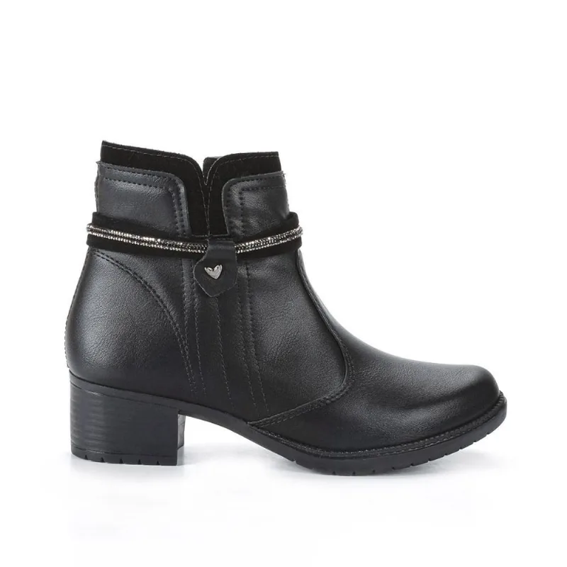 Bota Fem Mississipi Cano Curto Salto Bloco Preto MI853-0001
