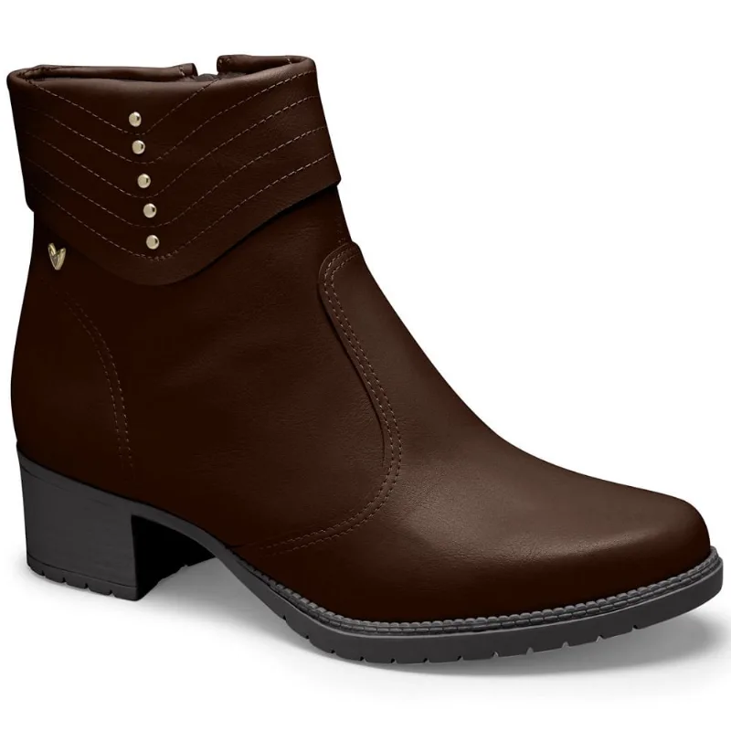 Bota Fem Mississipi Cano Curto Salto Bloco Marrom MI852-0003
