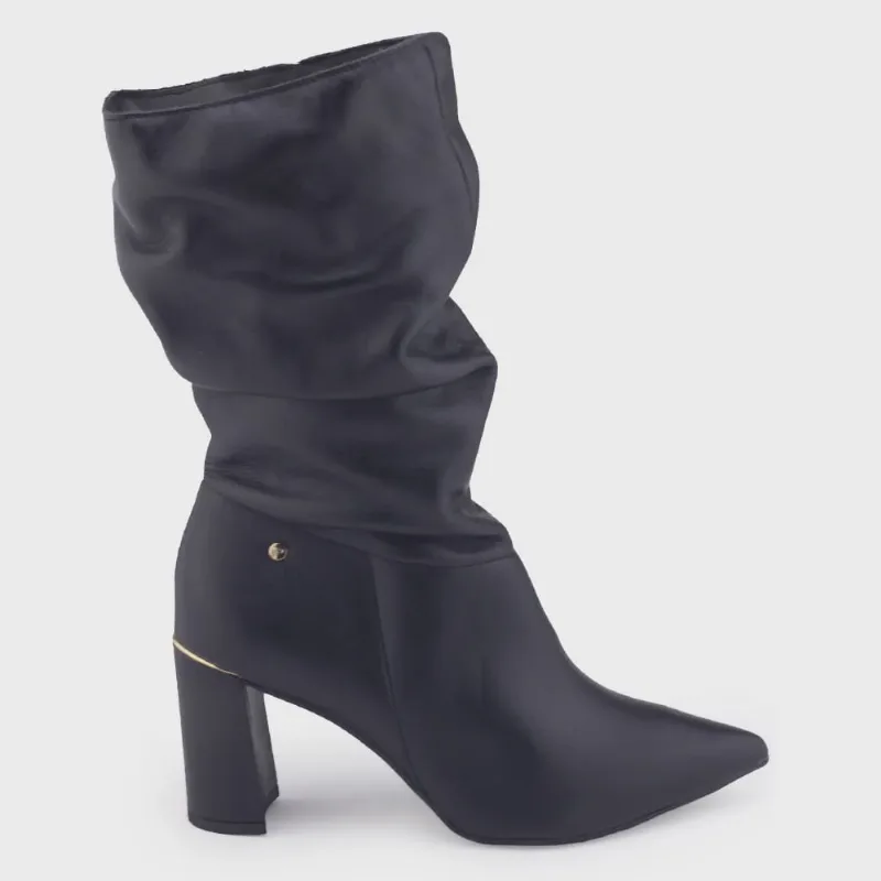 Bota feminina Tanara T8372 Balmy salto alto 9cm couro