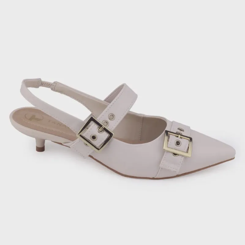 Sapato Tanara T8431 Slingback bico fino salto kitten heel