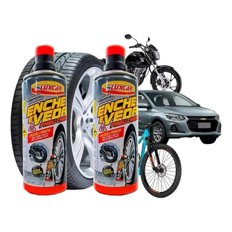 3x Kit 2 Reparador Instantâneo Pneu Enche E Veda Carro Moto