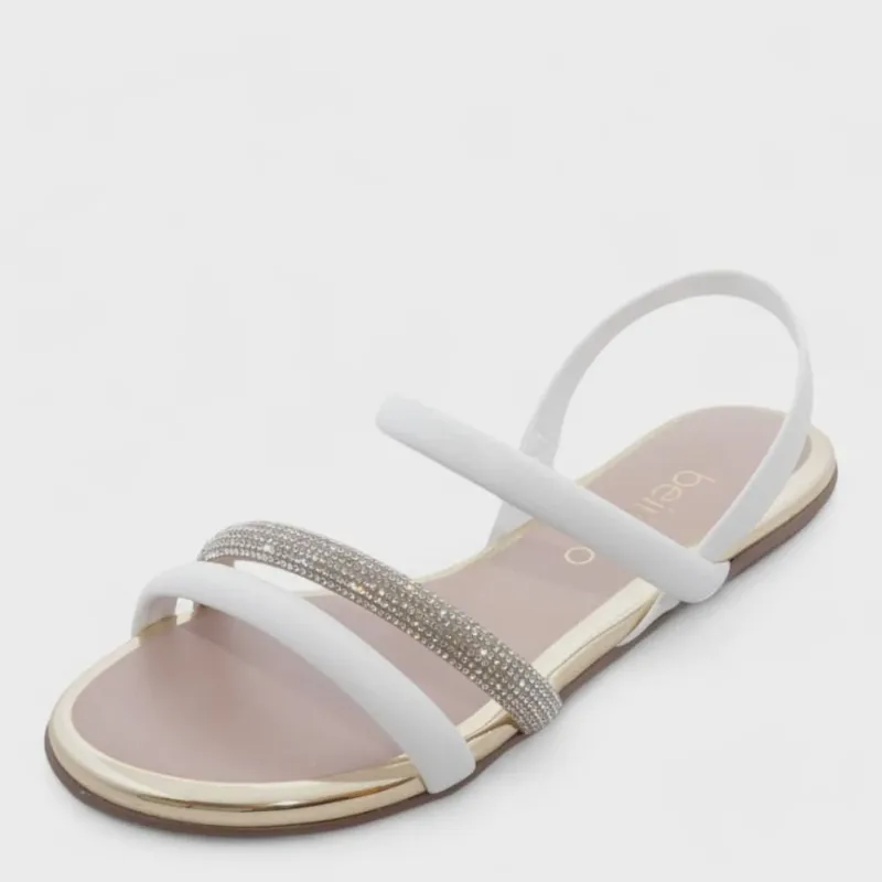 Sandália Feminina Beira Rio Flat ref: 8367641 napa turim-tira pronta strass