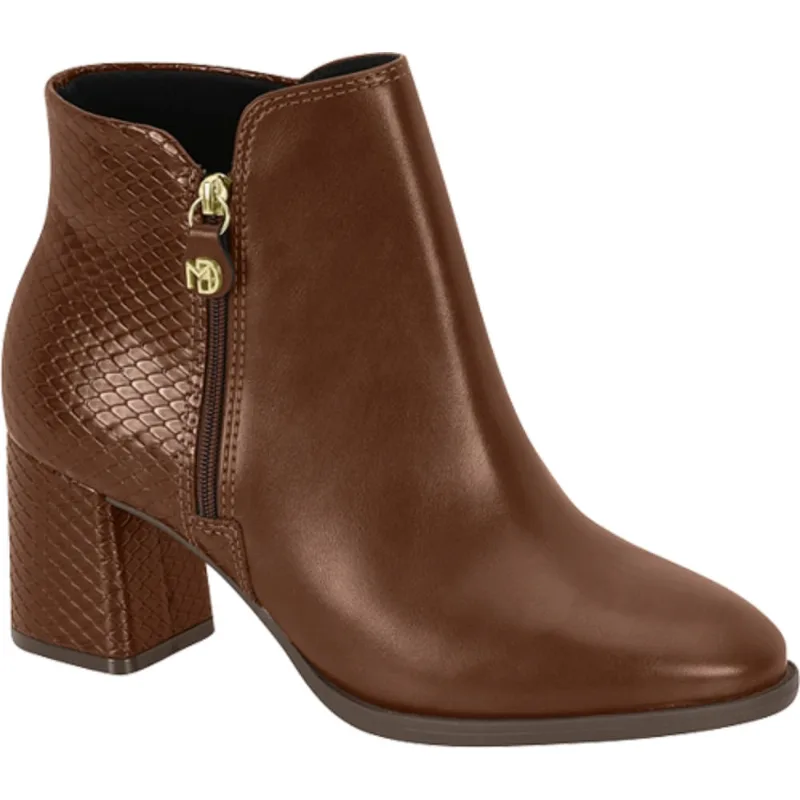 Bota feminina modare 7078.101 cano baixo salto grosso 6,5 cm altura palmilha conforto