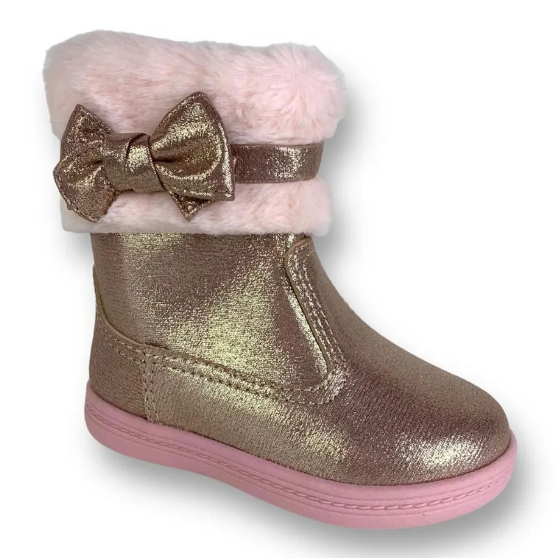 Bota Infantil Bebe Molekinha Dourada com Enfeite e Pelos