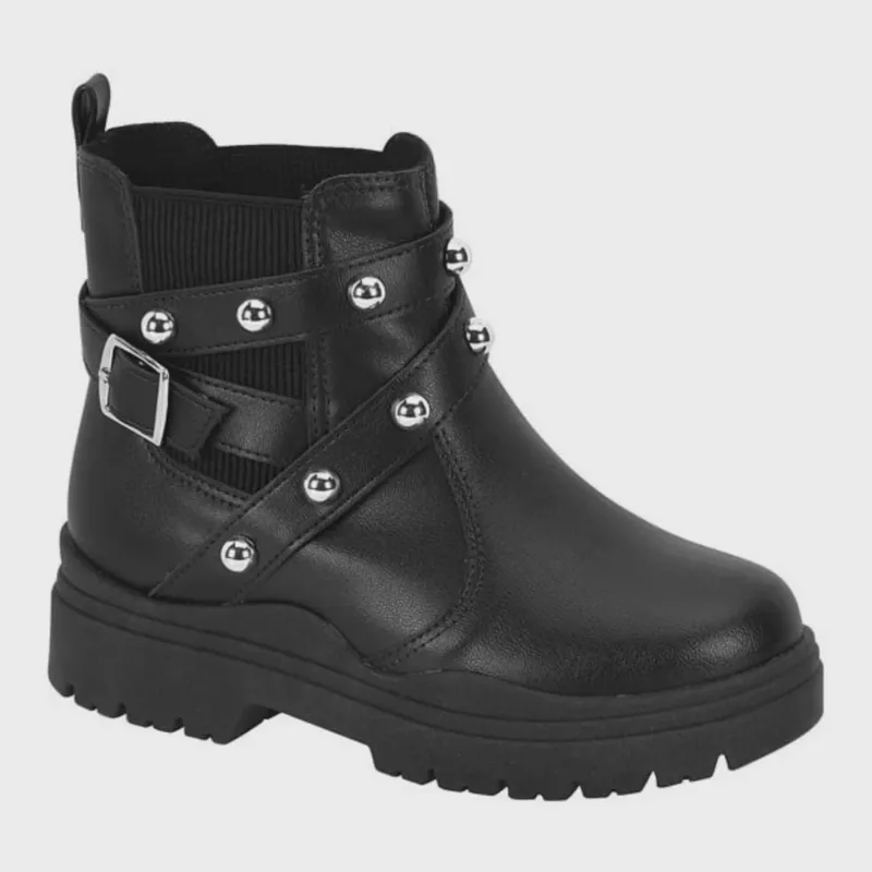 Bota Coturno Molekinha Infantil Fivela Elástico Preto