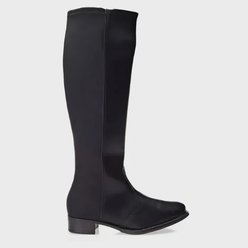 Bota Beira Rio Napa Lycra Cano Longo Feminina Preta