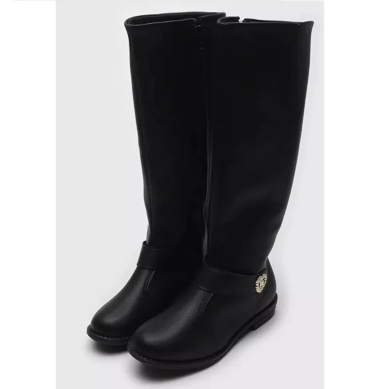 Bota Menina Molekinha Montaria Cano Alto Preto 2167.136