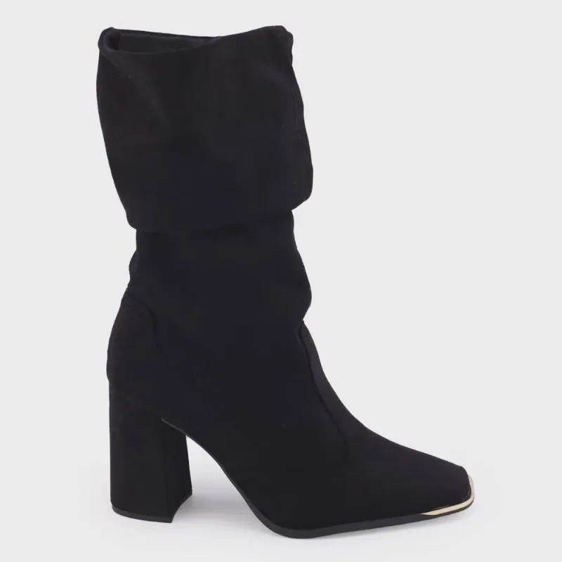 Bota fem Vizzano 3085.205 bloco camurça strech bico quadrado