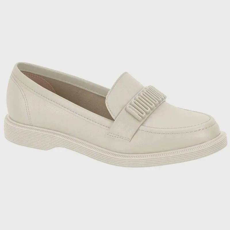 Mocassim Loafer Tratorado Napa Branco Off Moleca 5666.106