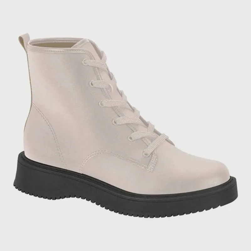 Bota Coturno Feminino Napa Creme Preto Moleca 5339.100