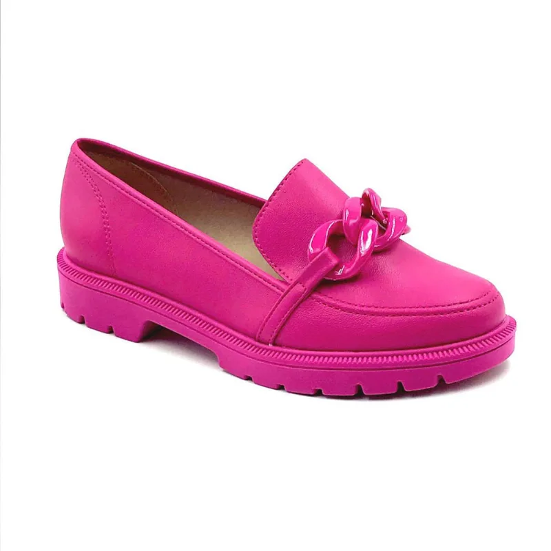 Sapato Mocassim Feminino Beira Rio Tratorado Pink 4283105