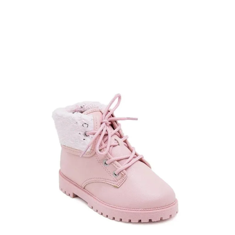 Bota Coturno Menina Molekinha Pelo Rosa Claro/Prata 2126.520