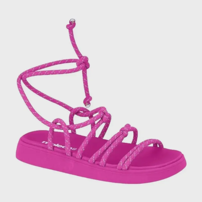 Sandália Moleca Papete Amarração Feminina Pink