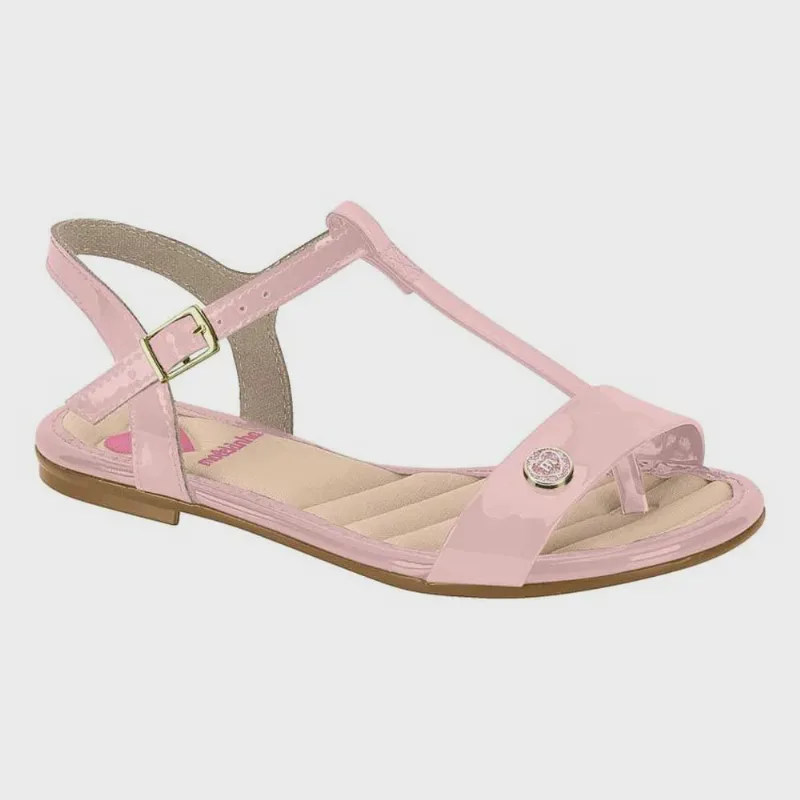 Sandália Infantil Feminina Rasteira Verniz Rosa Molekinha 2157.982