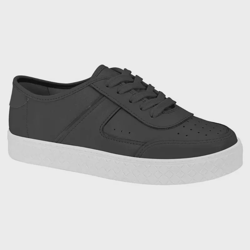 Tênis Feminino Casual Napa Preto Branco Moleca 5712.320