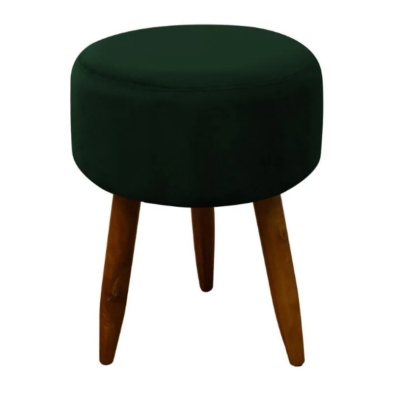 Puff Banqueta Decorativo Pés Madeira Verde