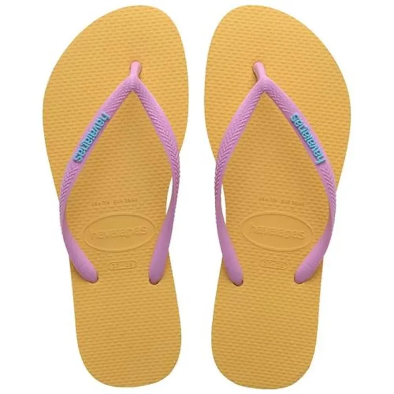 Sandália Havaianas Feminina Slim Logo Pop - Up Yellow 37/38 - Havaianas