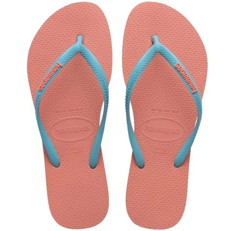 Sandália Havaianas Feminina Slim Logo Pop - Up Peach Rosé 39/40 - Havaianas