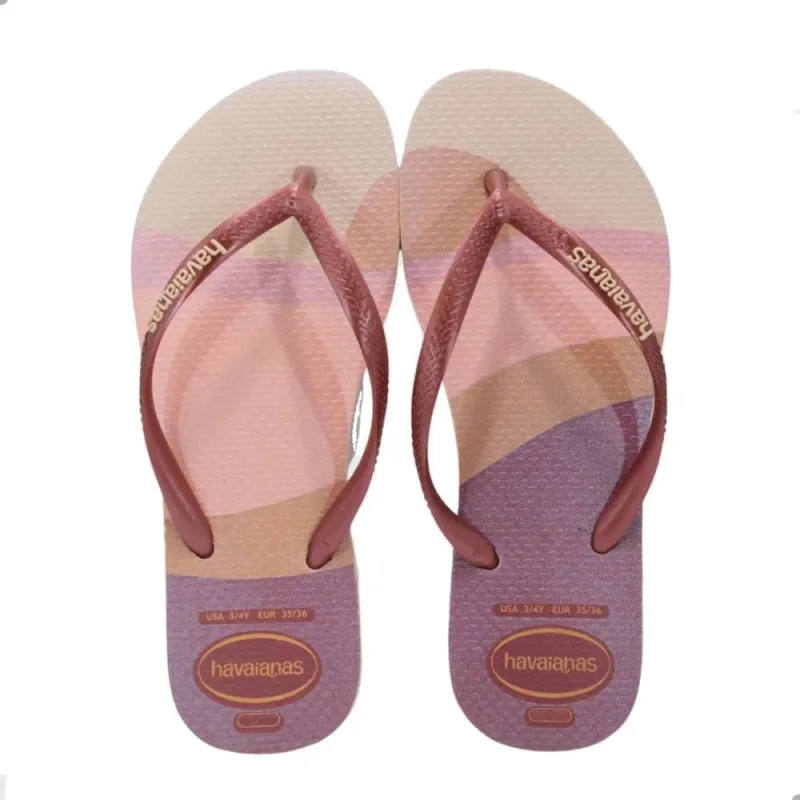 Sandálias Havaianas Feminina Slim Pallet Glow Rosa Ball 35/36 - Havaianas