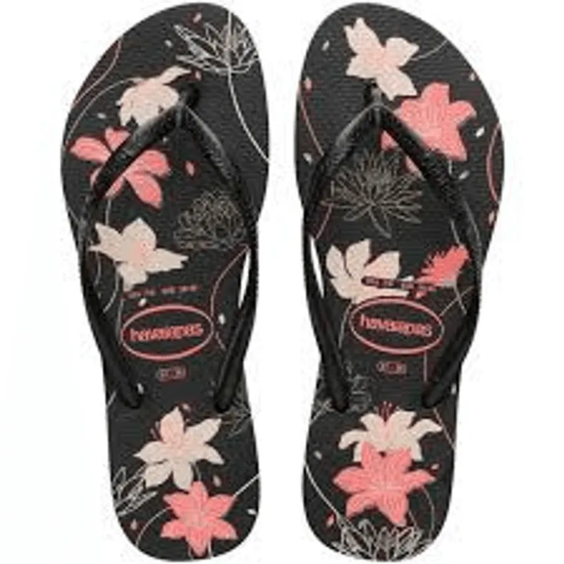 SAND HAVAIANAS SLIM ORGANIC 1PR -PRETO/CINZA DARK/ROSA BEBE 35/36