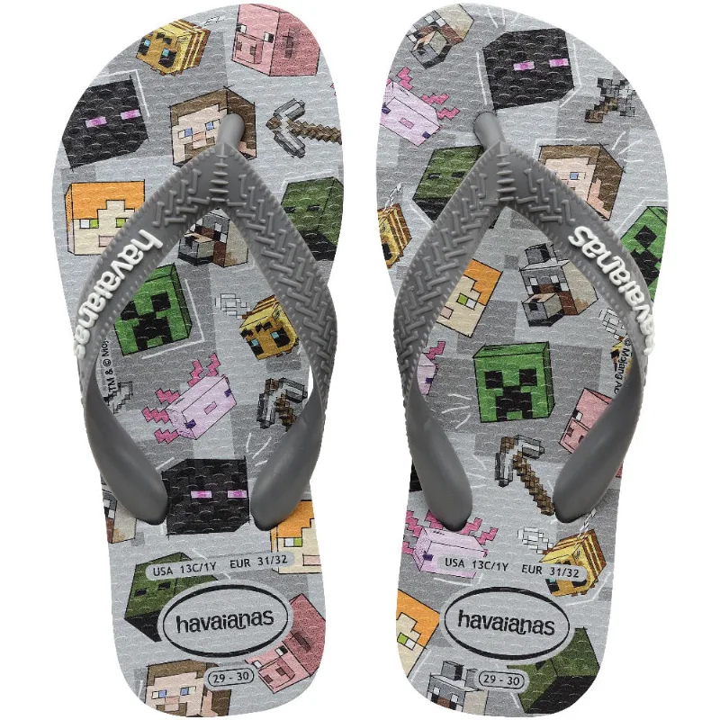 Sandália Havaianas Kids Minecraft Cinza Aço 23/24