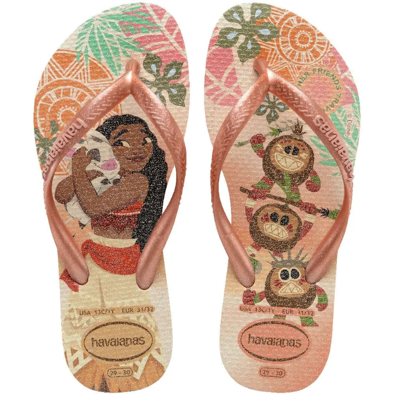 Sandália Havaianas Kids Slim Princesas Moana Rosa 35/36