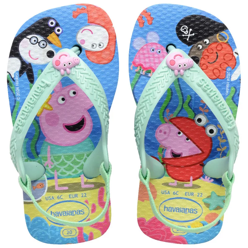 Sandália Havaianas Baby Peppa Pig Azul Lavanda Tamanho 19