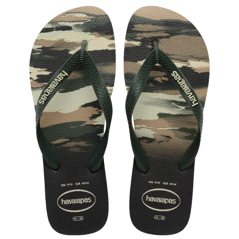 Sandálias Havaianas Camu Preto/Verde Olive 39/40