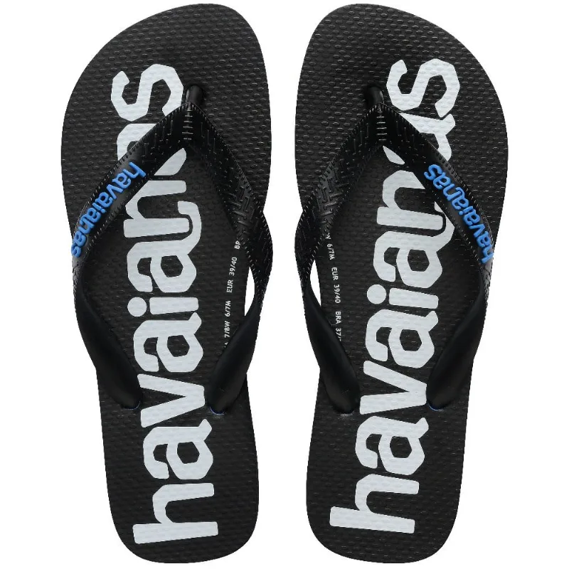 Sandália Havaianas Logomania2 Preto/Azul Brilhante 37/38 - Havaianas