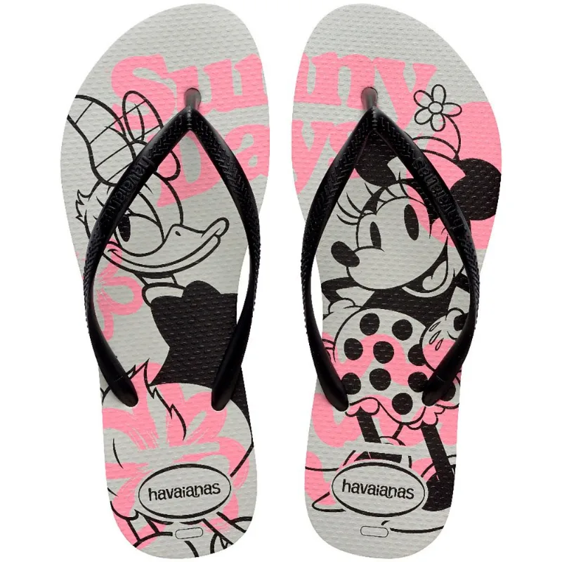 Havaianas Slim Disney Branco Com Preto